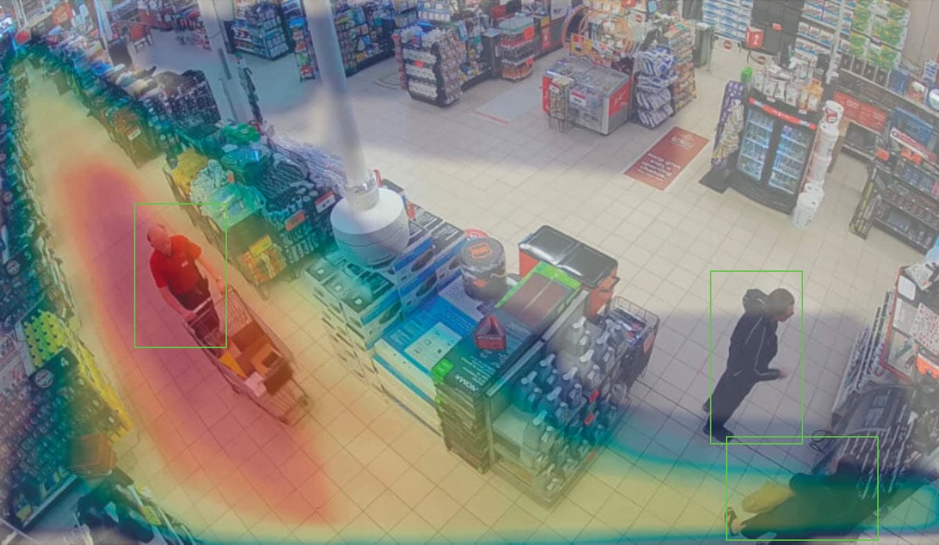 Video analytics heat map of a retail store